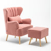 Chesterfield High Back Chair Winged Armchair Queen Anne Leisure Sofa w/Footstool
