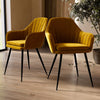 Set of 2 Mustard Velvet Tub Dining Chairs - Logan LOG042