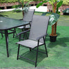 Garden Glass Table and 6 Foldable Chairs 150cm Rectangle Table Set Outdoor Black