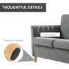 2 Seater Compact Loveseat Sofa Modern Couch with Wood Legs and Armrests Grey