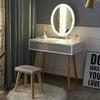 White Vanity Makeup Dressing Table Set with LED Lights & Adjustable Mirror
