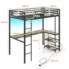 Single Platform Bed Loft Bed with LED & Charging Station-Black