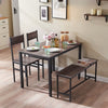 Wood Dining Table and 2 Chair with Bench 4 in 1 Restaurant Kitchen Furniture Set