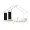 Pine Wood Kids Toddler Bed Boys Girls Bedroom Bedstead Bed Frame w/ Blackboard