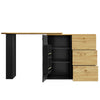 360° Rotating Bar Table Sideboard 138-204x39x104cm with 3 Drawers, Black-Natural
