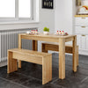 Set of Dining Table with 2 Benches Modern Compact Dinette Cafeteria Desk Chairs