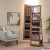 360° Swivel Jewelry Cabinet Floor Standing Lockable Full-Length Jewelry Armoire
