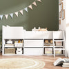 Kids Cabin Bed Mid Sleeper Bed Frame Storage Bed with Drawers and Shelves White
