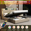 Ottoman Storage Panel Linen Fabric Upholstered Bed Frame with LED 4ft6 Double