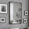 Large Retro Black Metal Pipe Wall Mirror Home Office Studyroom Accent Mirror Dec