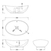 588 x 390mm Oval Countertop Vessel Wash Basin White Ceramic Bathroom Sink