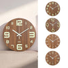 12" Luminous Wall Clock Silent Wooden Design Night Light for Living Room Bedroom