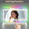 56x28 inch LED Bathroom Mirror Front Light + RGB Backlit Bluetooth Vanity Mirror