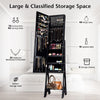 LED Sanding Mirror Jewelry Cabinet Makeup Vanity Armoire Jewelry Organizer Black