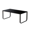 Modern Glass Coffee Table Side End Table Black Metal Legs Living Room Furniture