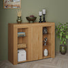 Modern 1 Door Sideboard Display Cabinet TV Unit Stand Matt Oak with LED Lights