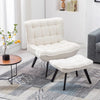 Sherpa Armchair with Footstool Accent Chair with Adjustable Backrest Sofa Lounge