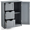 Bathroom Floor Cabinet Storage Cupboard Organizer W/Adjustable Shelf & 3 Drawers