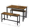Industrial Dining Table Vintage 2 Bench/Chairs Set Rustic Metal 4 Seater Kitchen