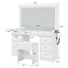 Vanity Desk with Power Outlet, Makeup Vanity with Mirror, Dressing Table Drawers