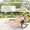 Outdoor 2-Person Double Rocking Chaise Lounge Swing Hammock Bed w/Canopy Pillows