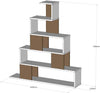 Pyramid Bookcase White & Walnut