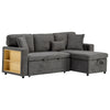 L-Shaped 3 Seater Corner Sofa Bed Pull Out Sectional Couch with Storage, Grey