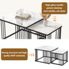 Nesting Coffee Table Set Metal Square Stacking Side Tables Marble-Look Tabletop