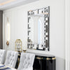 100 x 70cm Rectangular Silver Art Mirror Living Room Hallway Bedroom Wall Mirror