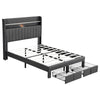 UPHOLSTERED BED FRAME 4FT6 DOUBLE STORAGE BED WITH CHARGING AND LIGHTING GREY