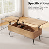 Lift Top Coffee Table Modern Center Table w/Storage Compartments-Natural