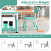 Height Adjustable Toddler Desk and Chairs Set with Graffiti Desktop (Green)