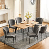 2PC Grey Dining Chairs Velvet Upholstered Seat Kitchen Chair Metal Legs