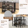 3-Tier Bar Table Breakfast Dining Table Kitchen Island Table with Open Shelves