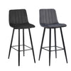 Set of 2 Velvet Bar Stools Chairs High Back Footrest Backrest Metal Legs Pub