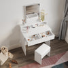 Bedroom White Dressing Table Makeup Desk Vanity Unit with Mirror 2 Drawers Stool
