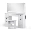 White Dressing Table Wood Makeup Desk with LED Mirror 7 Drawers Stool Bedroom