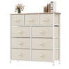 Wide 9-Drawer Fabric Dresser with Steel Frame, Cream White, for Bedroom/Closet