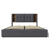6ft Super King Bed Frame Upholstered Ottoman Bed Headboard w/ Wireless Charging
