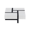 4 Drawers Coffee Table Storage Square Living Room Lounge MDF 90*90CM Black+White