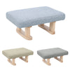 Small Padded Pouffe Foot Stool Wooden Legs Linen Fabric Footrest Seat Children
