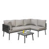 GARDEN FURNITURE SET 5 SEATER OUTDOOR CONSERVATORY LOUNGE CORNER SOFA WITH TABLE