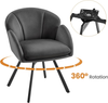 Accent Chair Swivel Velvet Padded Seat Iron Legs Vanity Makeup Flower Dark Grey