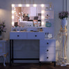 Dressing Table with LED Mirror Modern Makeup Desk Vanity Table+5 Drawers White