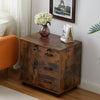 Brown Office Filing Cabinet File Drawers Wheels Mobile Printer Stand Wooden New