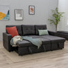 New 3 Seater Pull-Out Reversible Chaise Sofa Bed with Storage, Faux Leather