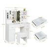 White Dressing VanityTable Wood Makeup Desk with LED Mirror 5 Drawers Stool