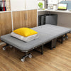 190cm Folding Single Bed with Mattress Portable Guest Bed Steel Frame on Wheel