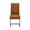 2PCs Dining Chairs PU Metal Legs Leisure Reception Chair Restaurant Brown