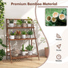Garden Foldable Flower Pot Display Shelf 3-tier Ladder Plants Holder-Coffee